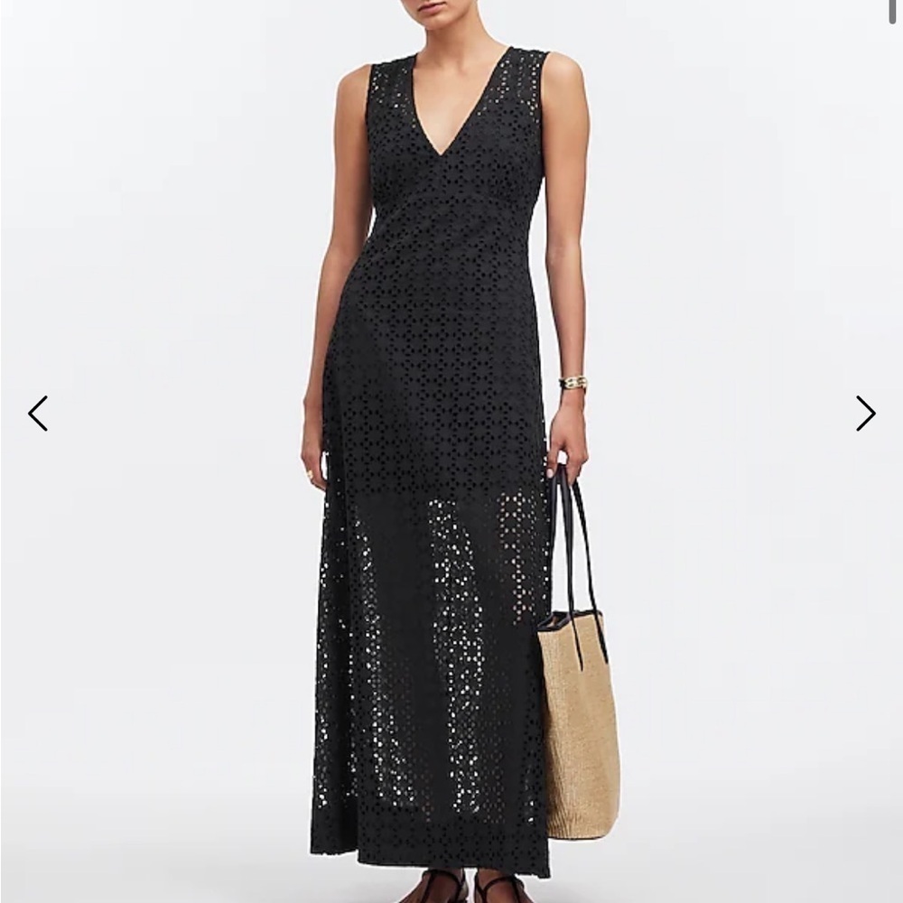 Madewell black Eyelet V-Neck Maxi Dress